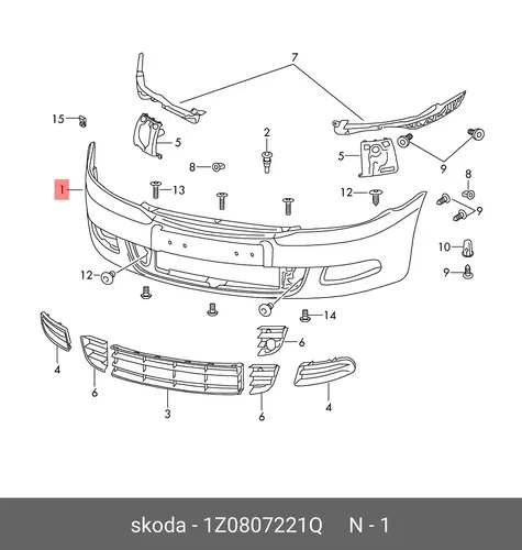 Облицовка бампера 1Z0807221Q VAG