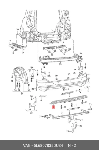 5L6807835D U34 Облицовка бампера VAG