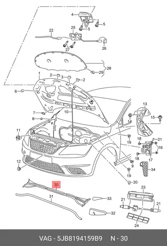 Рамка стекла VAG 5JB819415 9B9
