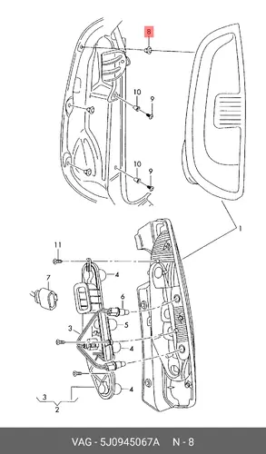  КЛИПСА ПАЛЕЦ КРЕПЛЕНИЯ 5J0945067A VAG