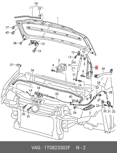  (8 ГР.), ПЕТЛЯ КРЫШКИ 1T0823302F VAG