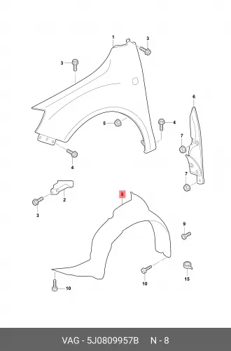 Подкрылок VAG 5J0809957B