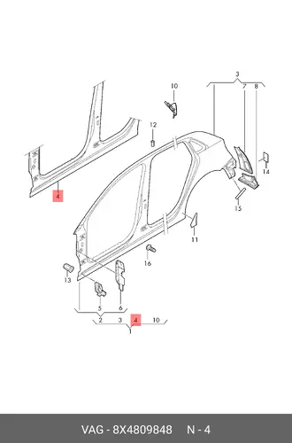 Порог 8X4809848 VAG