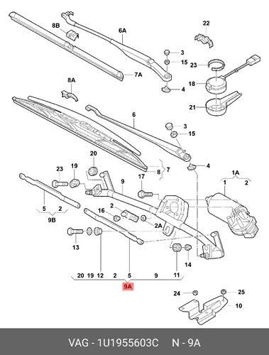 ТРАПЕЦИЯ СТЕКЛООЧИСТИТЕЛЯ 1U1955603C VAG