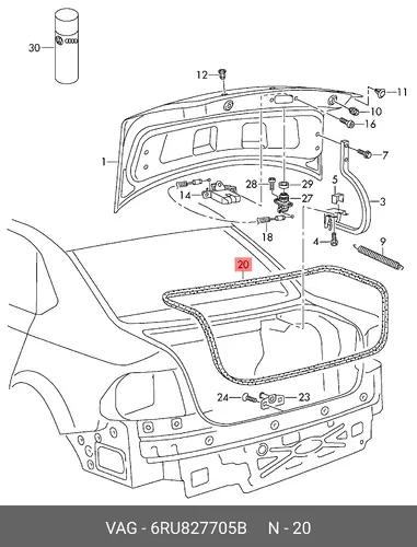 УПЛОТНИТЕЛЬ КРЫШКИ БАГАЖНИКА 6RU827705B VAG