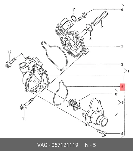  (8 ГР.), (AUDI), ПРОКЛАДКА 057121119 VAG