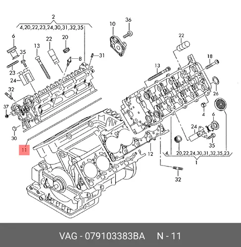 Прокладка ГБЦ VAG 079103383BA