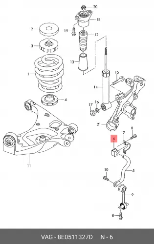 (AUDI), PЕЗИНОВАЯ 8E0511327D VAG