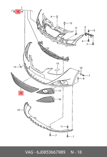 Решетка радиатора VAG 6J0853667 9B9