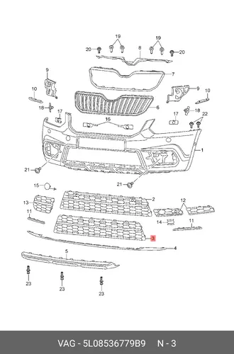 Решетка радиатора VAG 5L0853677 9B9