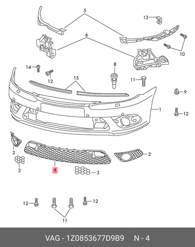 Решетка радиатора VAG 1Z0853677D 9B9