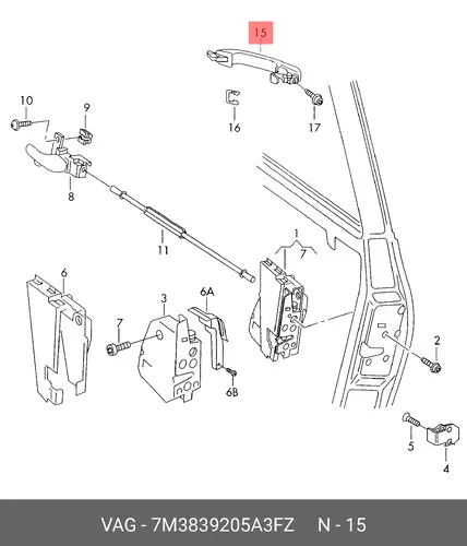 Ручка двери VAG 7M3839205A 3FZ