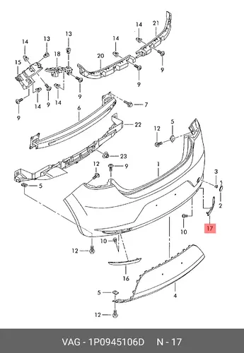  1P0945106D SEAT СВЕТООТРАЖАТЕЛЬ VAG
