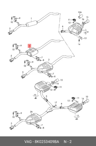 СРЕДНИЙ ГЛУШИТЕЛЬ 8K0253409BA VAG