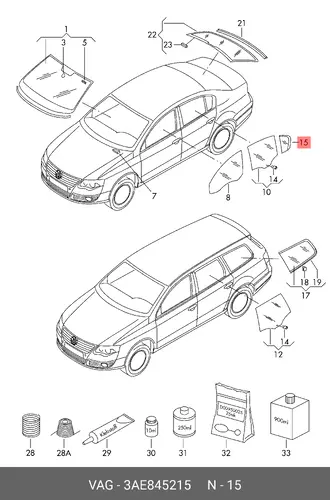 СТЕКЛО ДВЕРИ 3AE845215 VAG