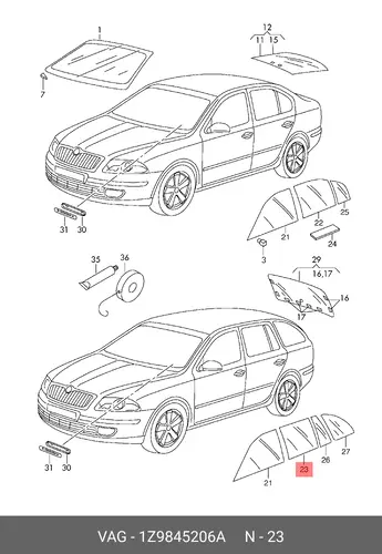 Стекло дверное 1Z9845206A VAG