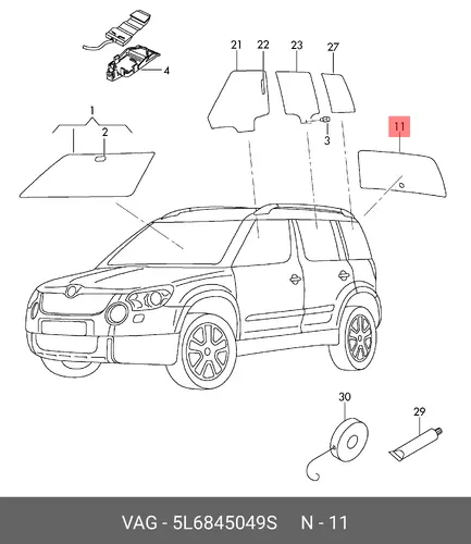 Стекло двери багажника 5L6845049S VAG