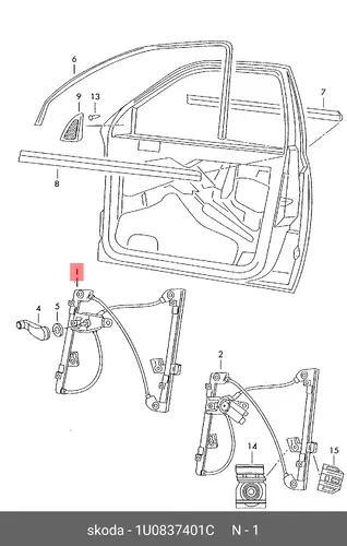 Стеклоподъемник VAG 1U0837401C