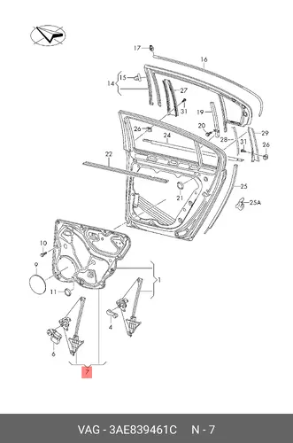СТЕКЛОПОДЪЕМНИК БЕЗ 3AE839461C VAG