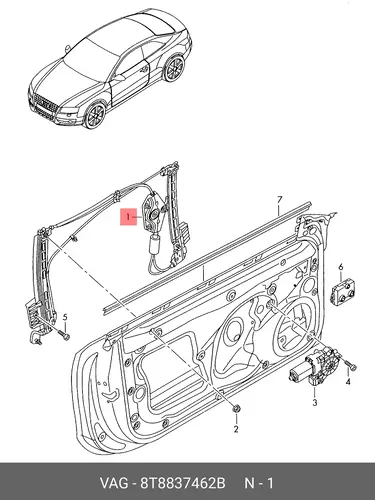 Стеклоподъёмник без эл.двиг. 8T8837462B VAG