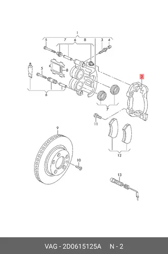 скоба суппорта!\ VW LT 97-07 2D0615125A VAG