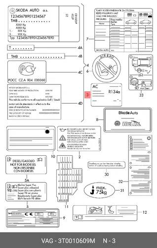  ТАБЛИЧКА ДЛЯ КОНДИЦИОНЕРА 3T0010609M VAG