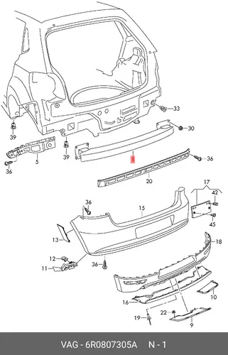 Усилитель бампера VAG 6R0807305A