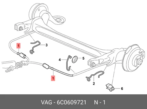 ТРОС СТОЯНОЧНОГО ТОР 6C0609721 VAG