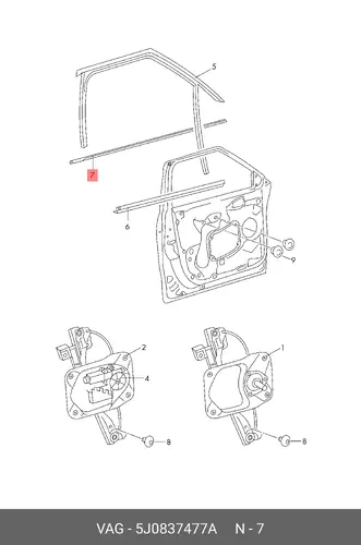 Уплотнитель двери VAG 5J0837477A