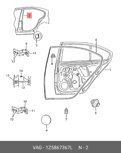 УПЛОТНИТЕЛЬ ПРОЁМА ЗАДНЕЙ ДВЕРИ 1Z5867367L VAG