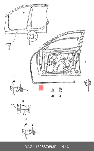 Ручка двери VAG 1Z0837698D