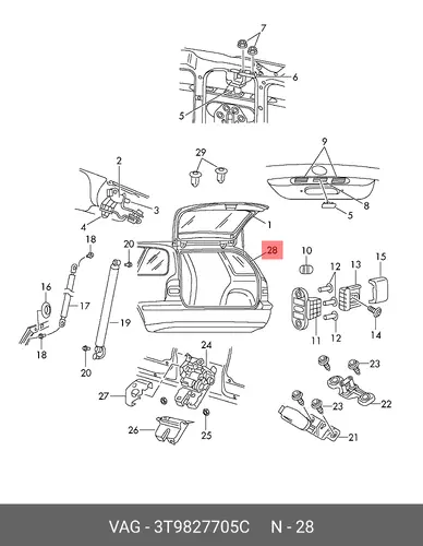  УПЛОТНИТЕЛЬ ДЛЯ КРЫШКИ 3T9827705C VAG