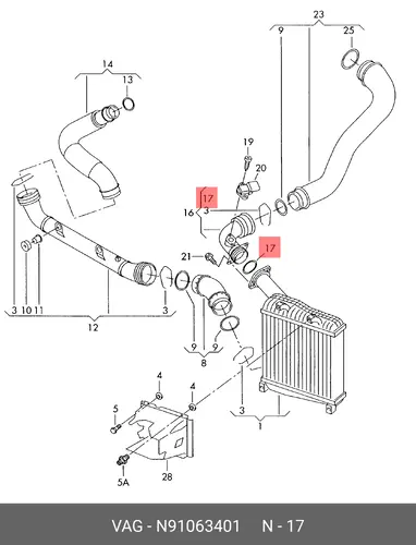 Уплотнительное кольцо охладителя VAG N 91063401
