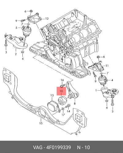 кронштейн опоры двигателя!\ Audi A6 4F0199339 VAG