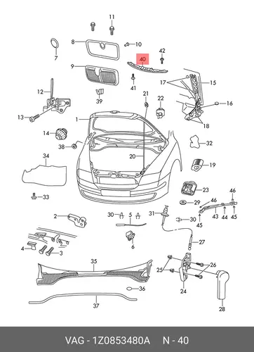 Усилитель бампера VAG 1Z0853480A