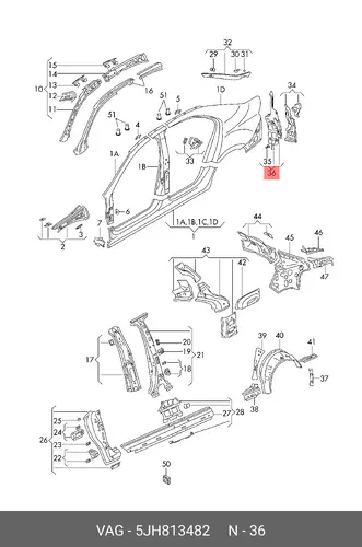 Фонарь задний VAG 5JH813482