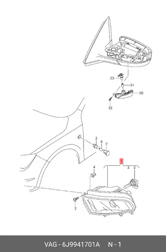 Фара противотуманная VAG 6J9941701A