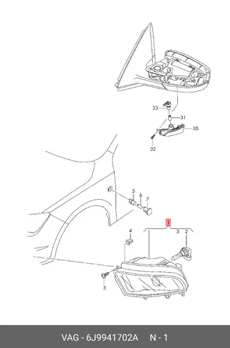 Фара противотуманная VAG 6J9941702A