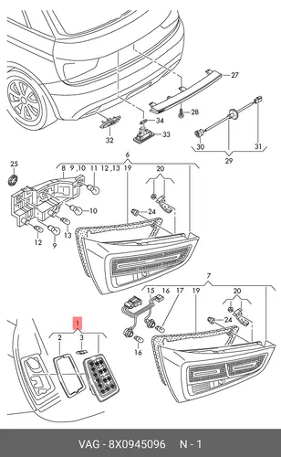 Фонарь задний VAG 8X0945096