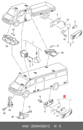 Фонарь габаритный VAG 2D0945061C