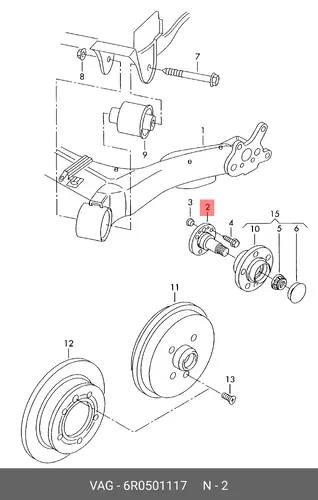 6R0501117 VAG ЦАПФА ЗАДНЯЯ (РФ) РФ