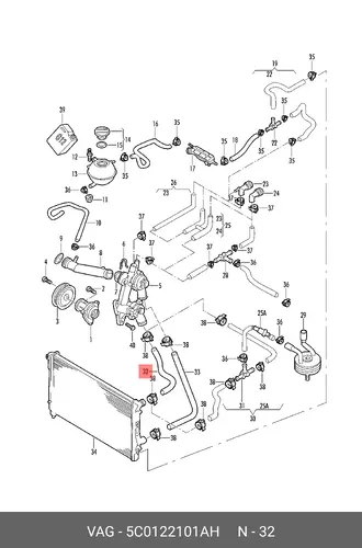 ШЛАНГ СИСТЕМЫ ОХЛАЖДЕНИЯ 5C0122101AH VAG