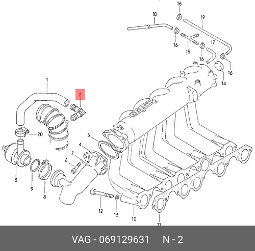  VAG,Штуцер, угловой 069 129 631