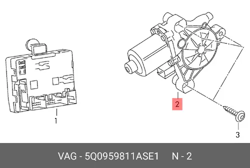 Эл.двигатель стеклоподъёмника 5Q0959811A SE1 VAG