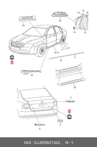 ЭМБЛЕМА 5JJ853621 AUL VAG