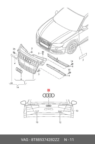  (AUDI), ЭМБЛЕМА AUDI 8T8853742B 2ZZ VAG