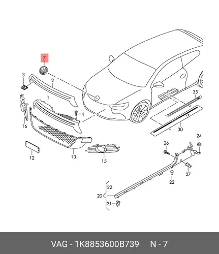 ЭМБЛЕМА VW 1K8853600B 739 VAG