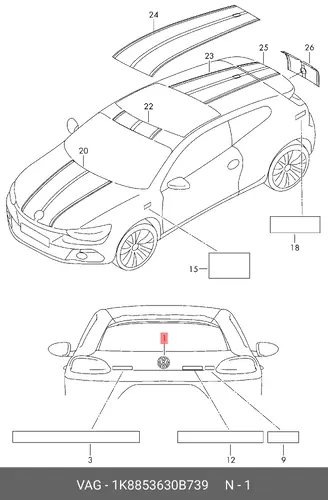  (8 ГР.), (VW), ЭМБЛЕМА VW 1K8853630B 739 VAG