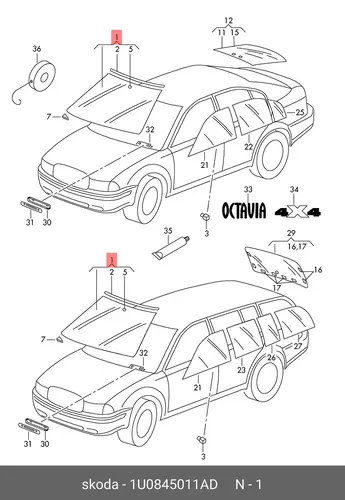 1U0845011AD WINDSHIELD VAG