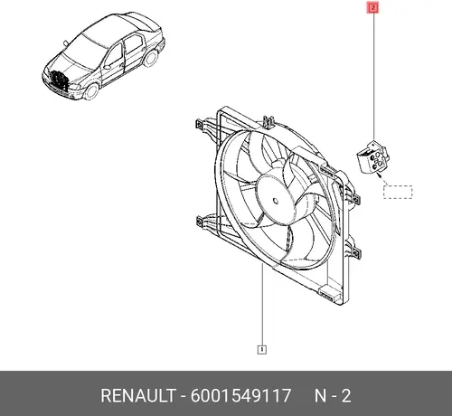 резистор вентилятора охлаждения! с конд.\ Renault Logan <08 6001549117